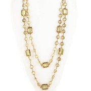 Chanel green crystal link sautoir necklace